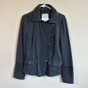 Hei Hei Moto Jacket Snaps Geometric Print Sleeves Black Gray Trendy Streetwear